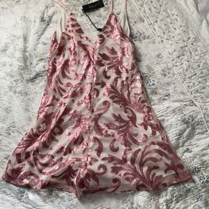 Pink sequin romper